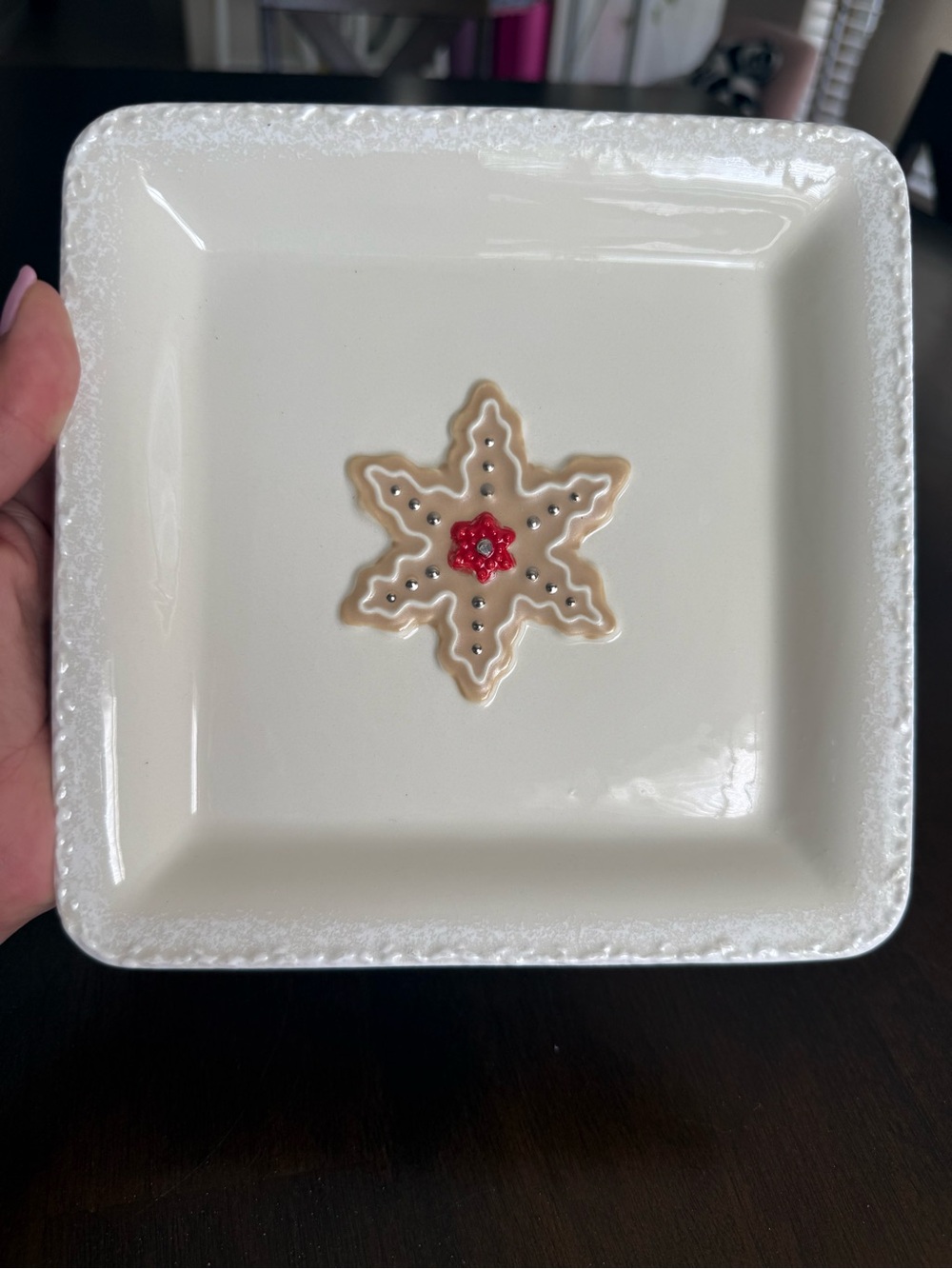 Hallmark Christmas Snowflake Cookie Platter Recipe Plate 7” Ceramic Holiday